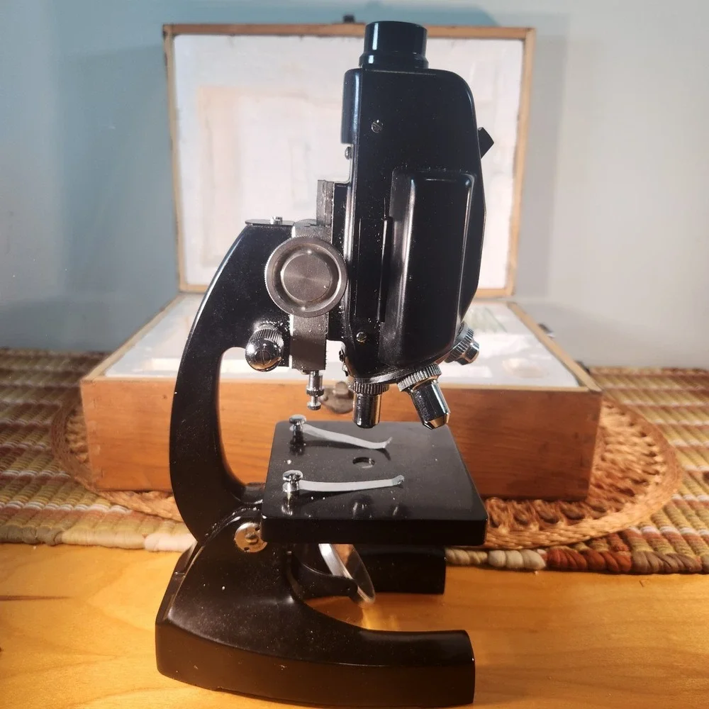 Vintage Sears Power Zoom Microscope 50x–1200x Model 46368 w/ Case Student...
